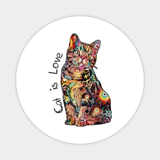 Cat is love Tshirt Magnet